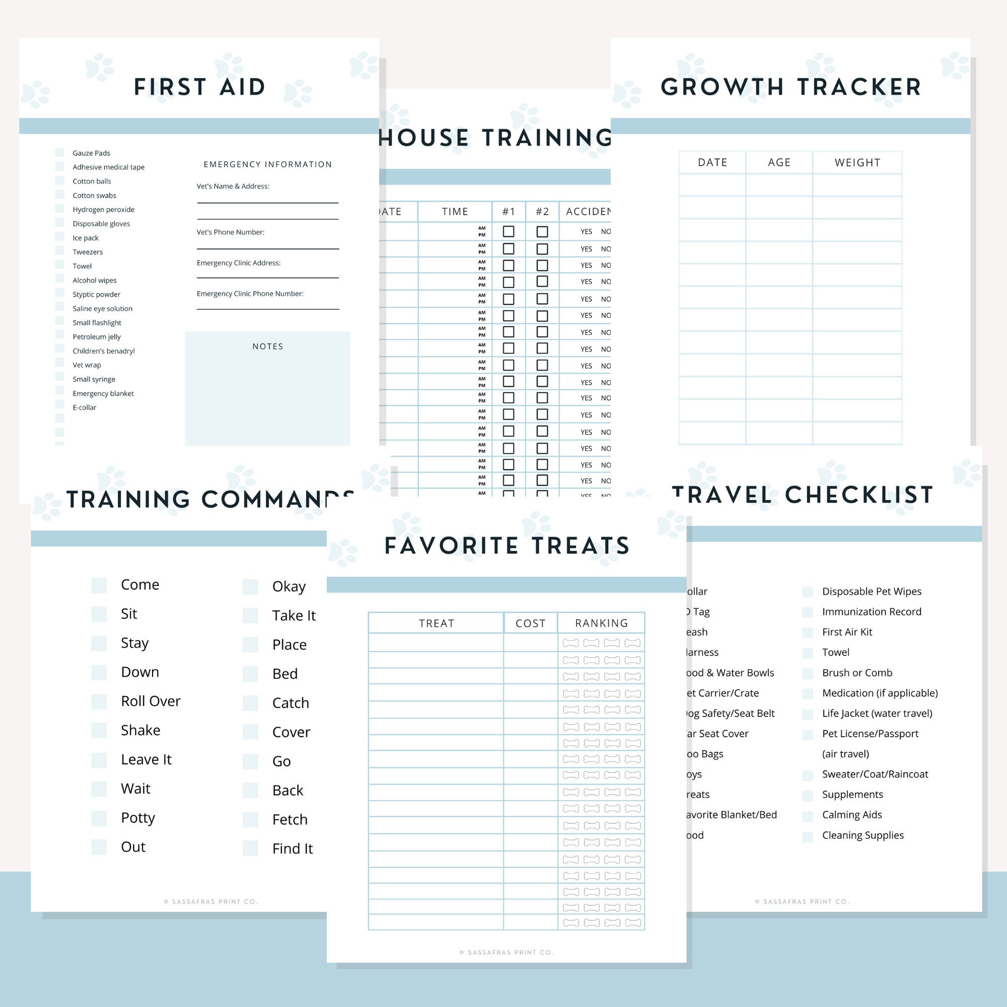 Blue Puppy Bundle: Printable Pet Workbook, Puppy Checklist