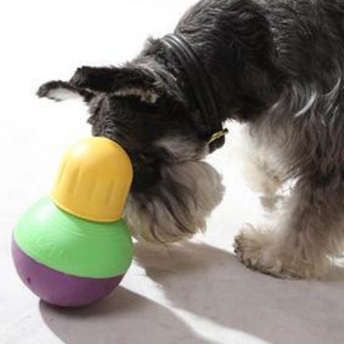Interactive Dog Toy: Starmark Bob-A-Lot, Large, Yellow/Green/Purple