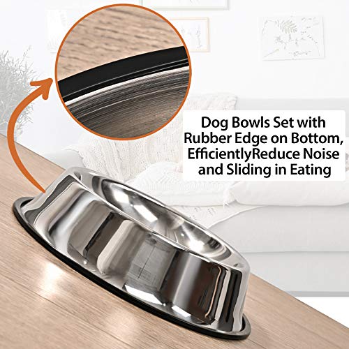 Stainless Steel Dog Bowl with Anti-Skid Base (2-Pack)