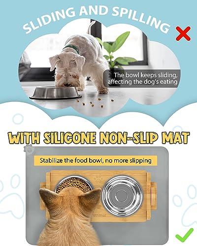 Adjustable Elevated Dog Bowls with Stainless Steel Bowls