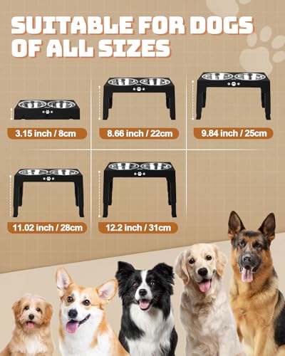 Adjustable Elevated Dog Bowls with Slow Feeder - Non-Slip