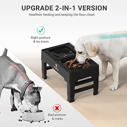 Upgraded KungFuPet 2-in-1 Dog Bowls Stand