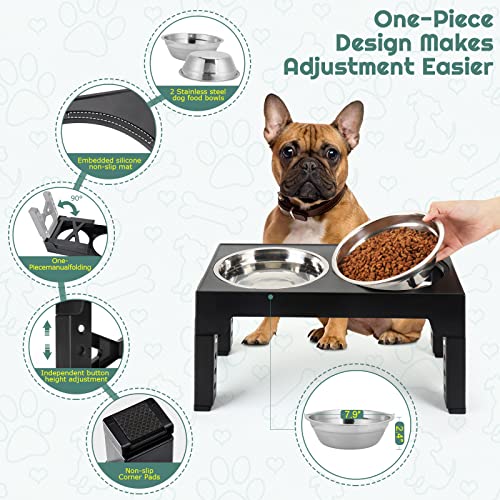 Adjustable Elevated Dog Bowls with Tiltable Neck Guard