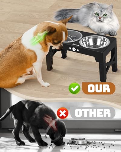 Adjustable Elevated Dog Bowls with Slow Feeder - Non-Slip