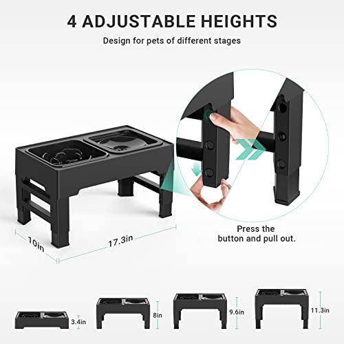 Upgraded KungFuPet 2-in-1 Dog Bowls Stand