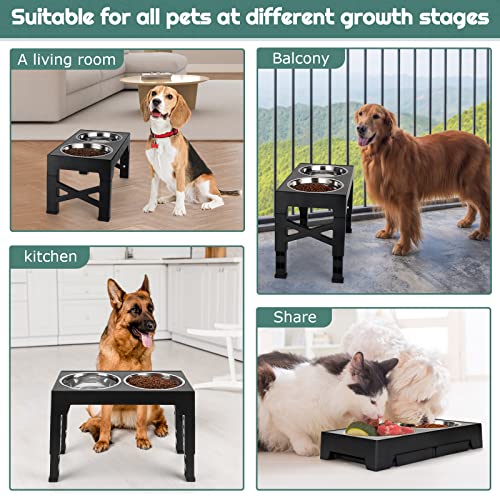 Adjustable Elevated Dog Bowls with Tiltable Neck Guard