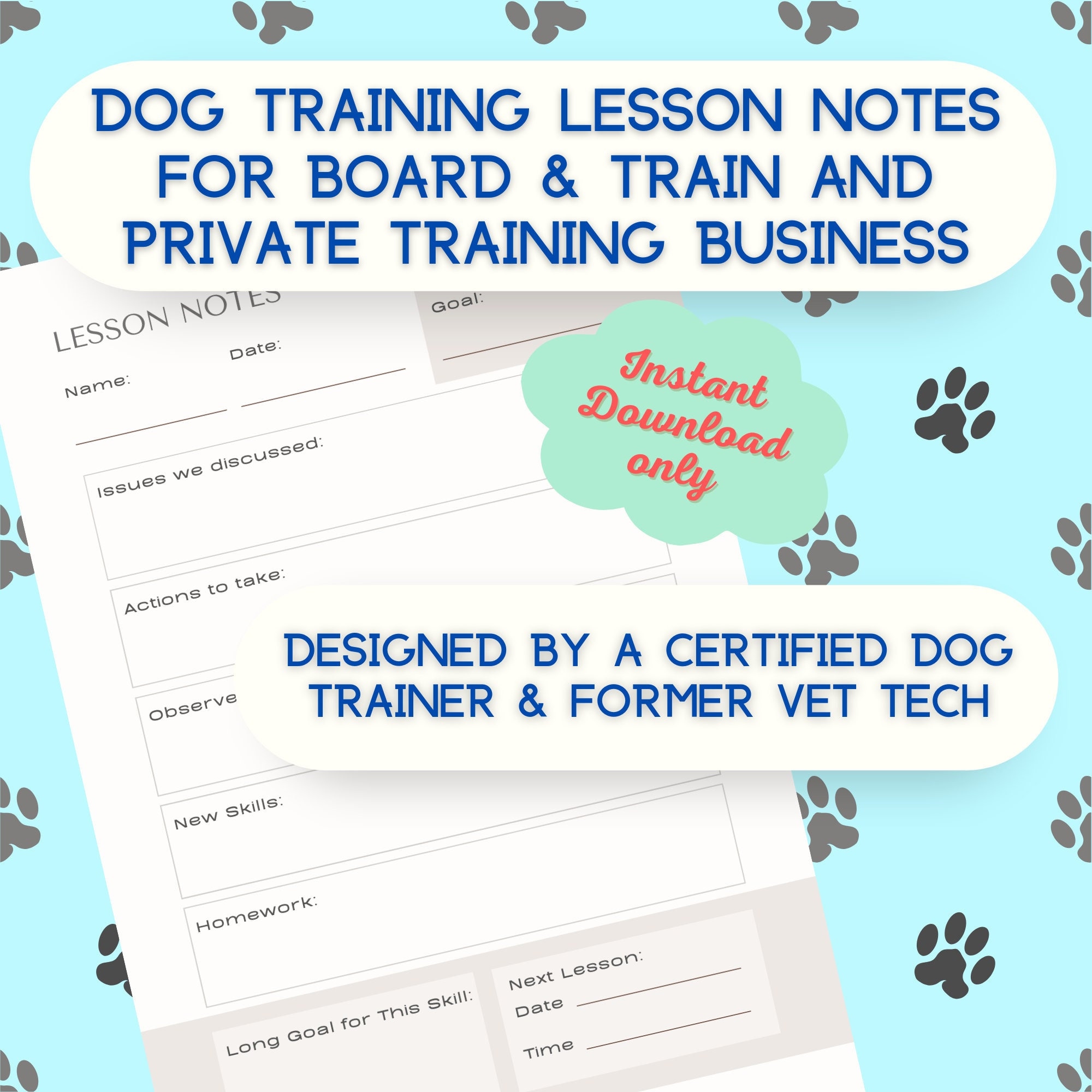 Professional Dog Trainer's Printable Dog Training Homework