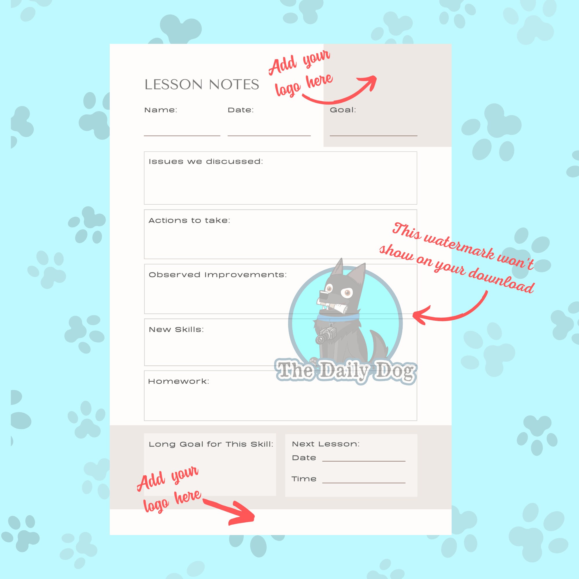 Professional Dog Trainer's Printable Dog Training Homework