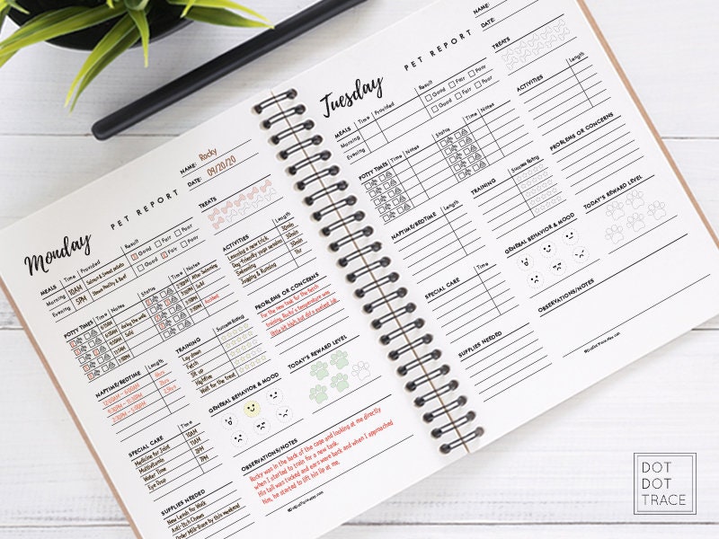 7 Day Pet Report Card Templates - Printable PDF