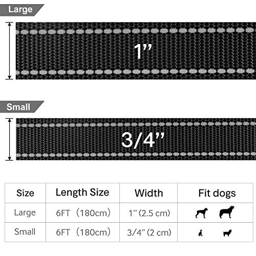 Reflective 6FT Dog Leash with Padded Handle
