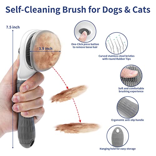Gray 5-in-1 Dog Grooming Kit for Short-Long Haired Pets