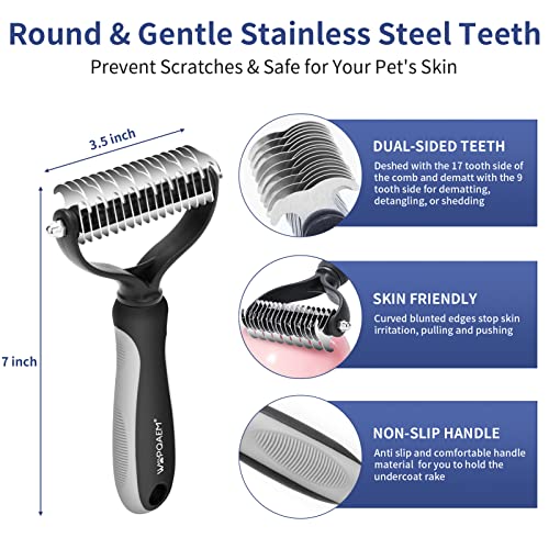 Gray 5-in-1 Dog Grooming Kit for Short-Long Haired Pets