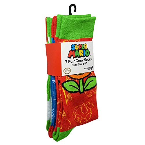 Super Mario Crew Socks - 3 Pack, Authentic