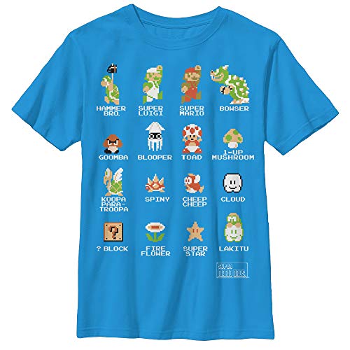 Nintendo Pixel Cast T-Shirt - Medium, Turquoise
