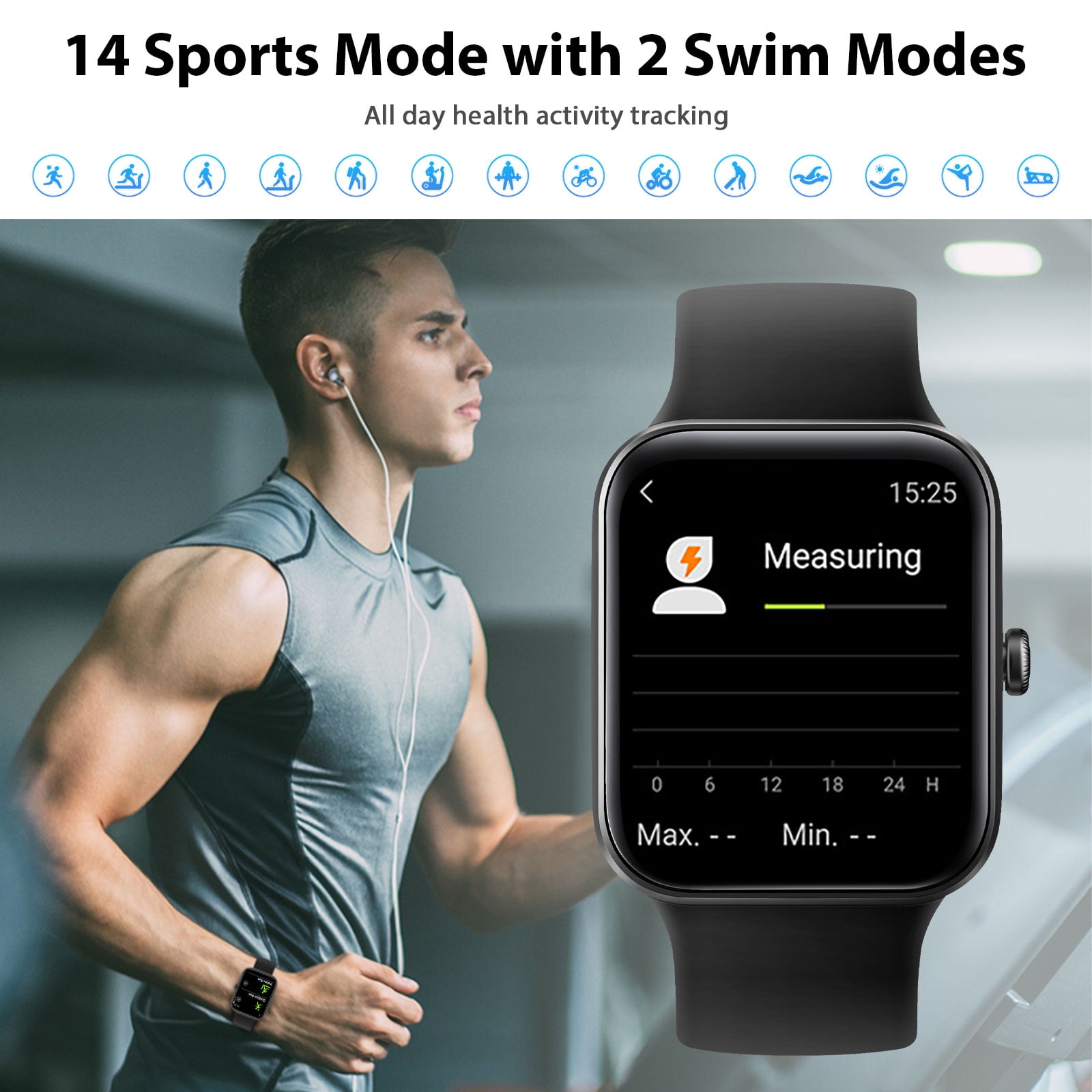 Waterproof Smartwatch for Android and iPhone