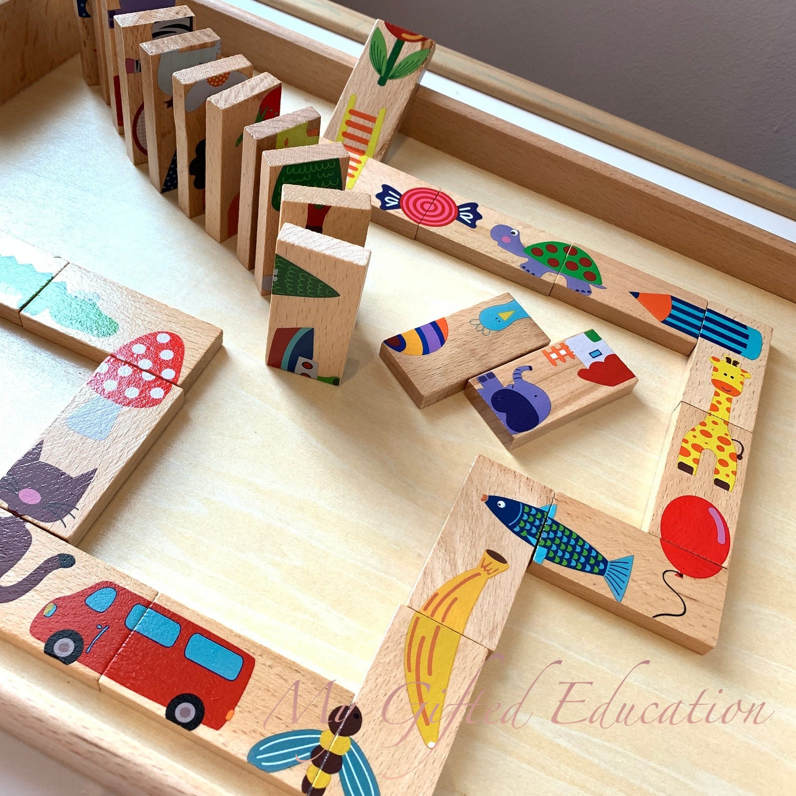 Wooden Domino Balance Stacking Puzzle for Kids