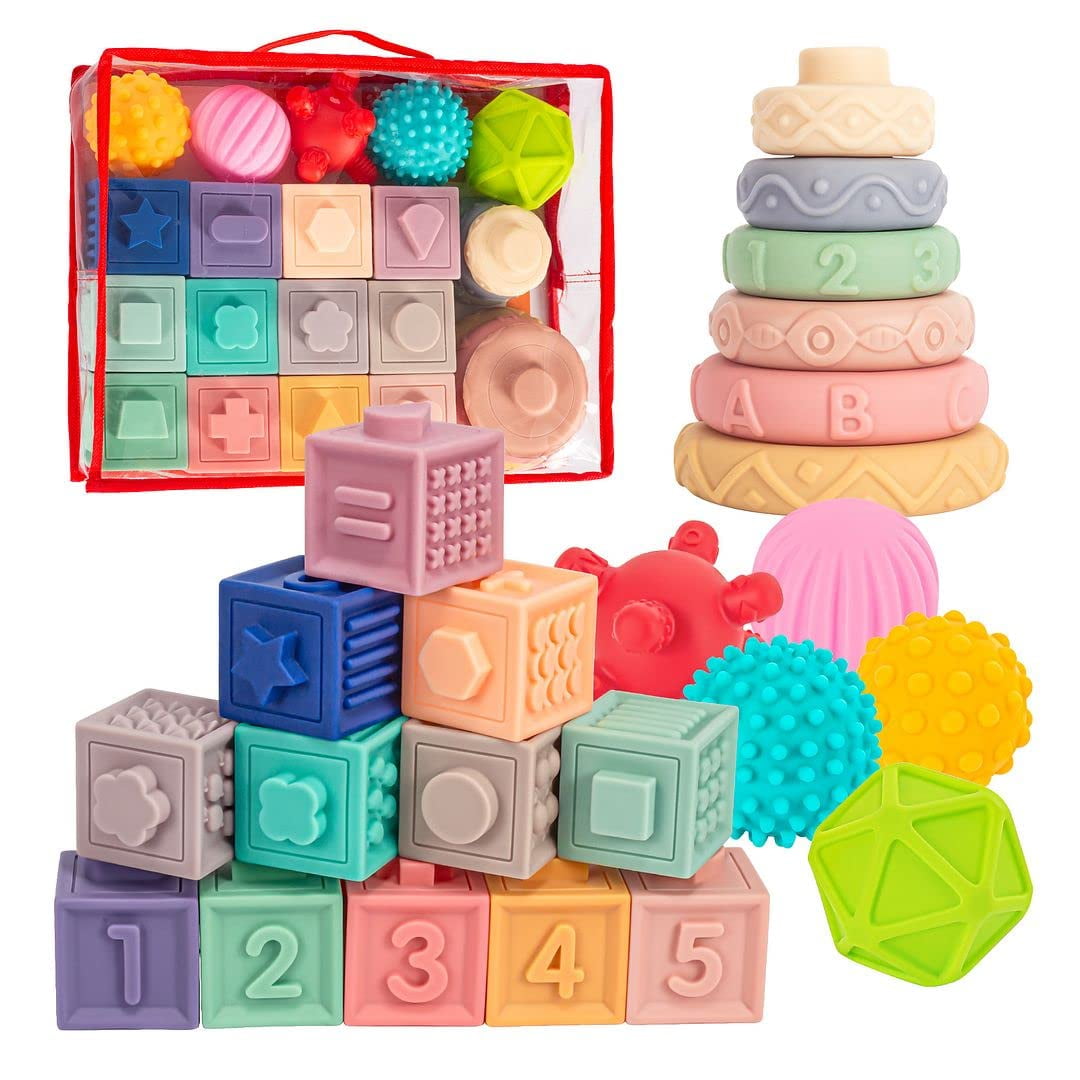 Montessori Teething Stacking Blocks for Baby