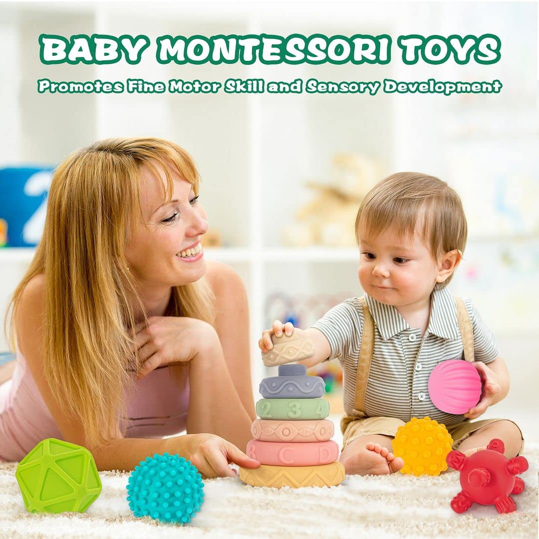 Montessori Teething Stacking Blocks for Baby