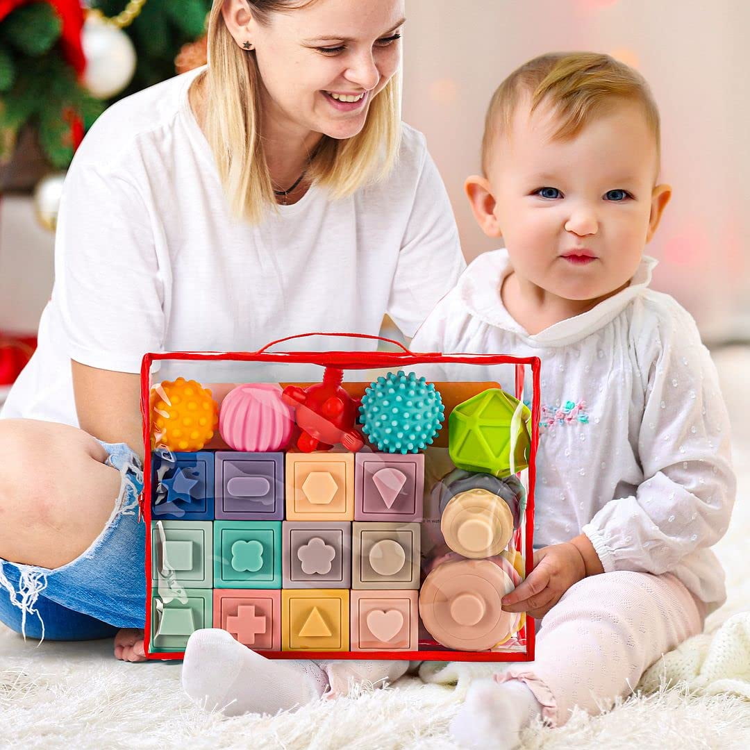 Montessori Teething Stacking Blocks for Baby