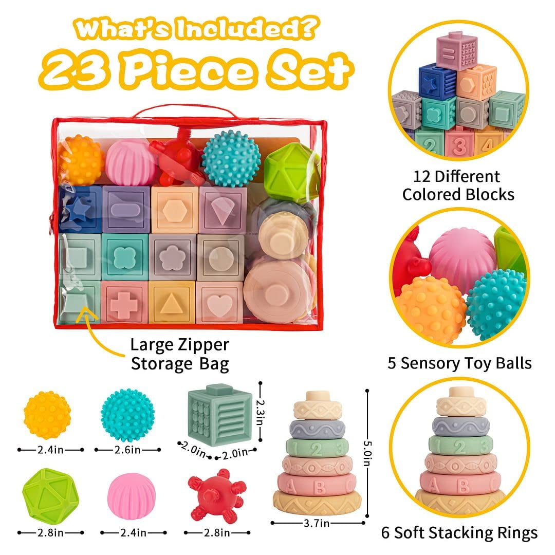 Montessori Teething Stacking Blocks for Baby