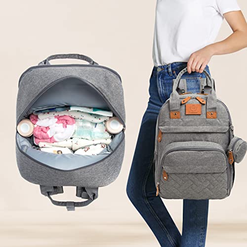KeaBabies Backpack Diaper Bag - Classic Gray