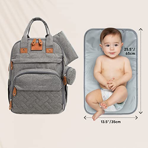 KeaBabies Backpack Diaper Bag - Classic Gray