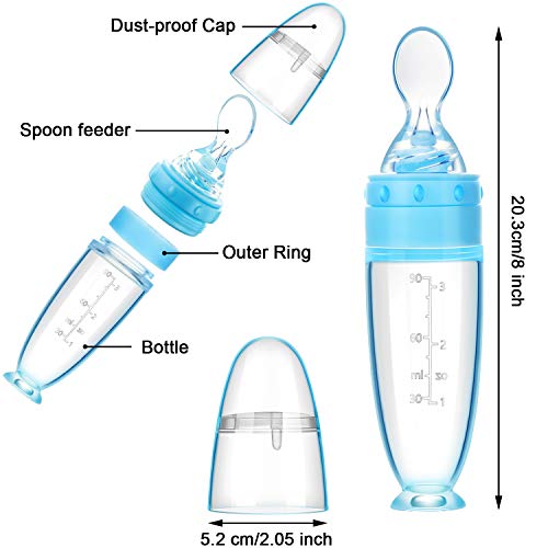 Silicone Baby Spoons with Standing Base (Blue)
