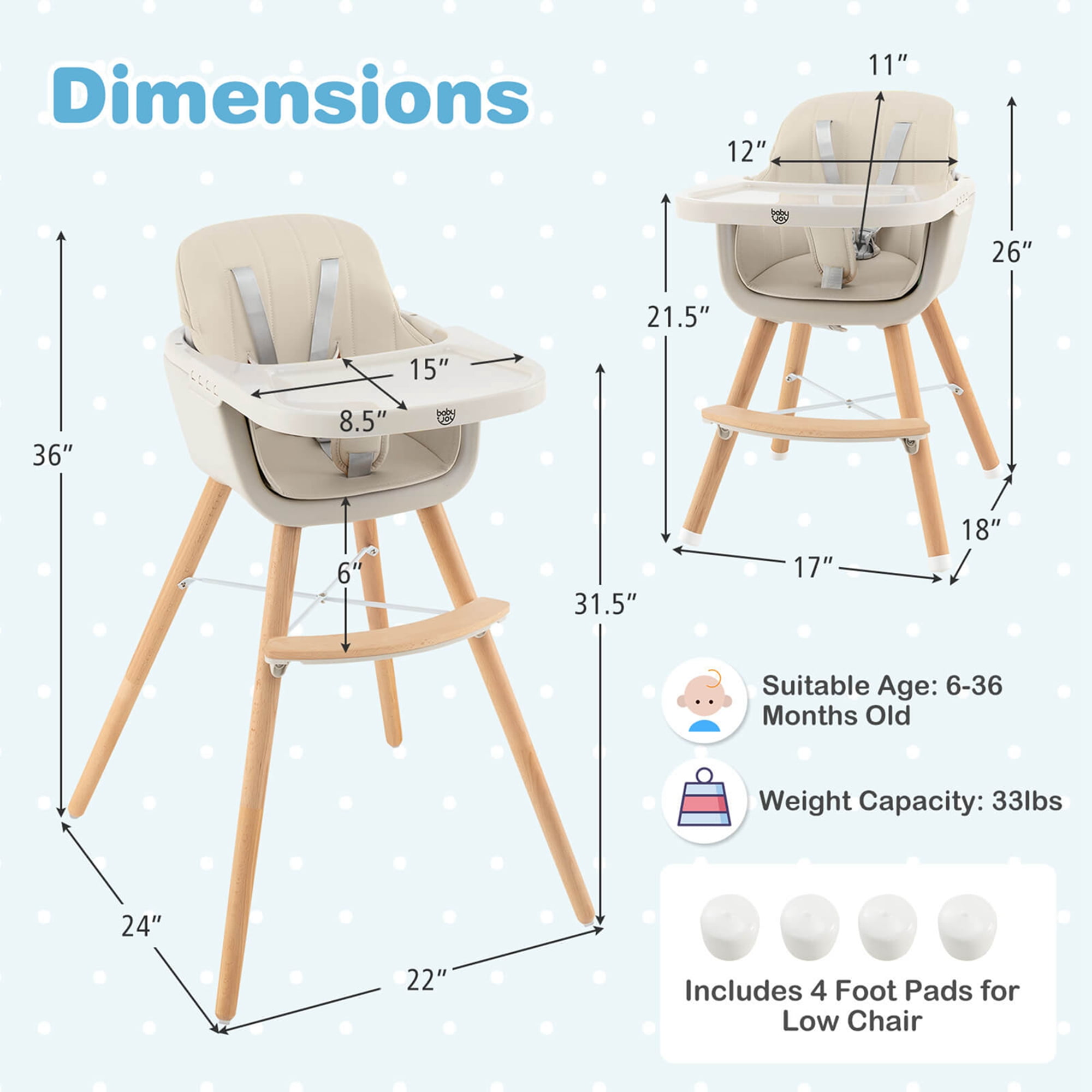 Convertible High Chair for Babies and Toddlers