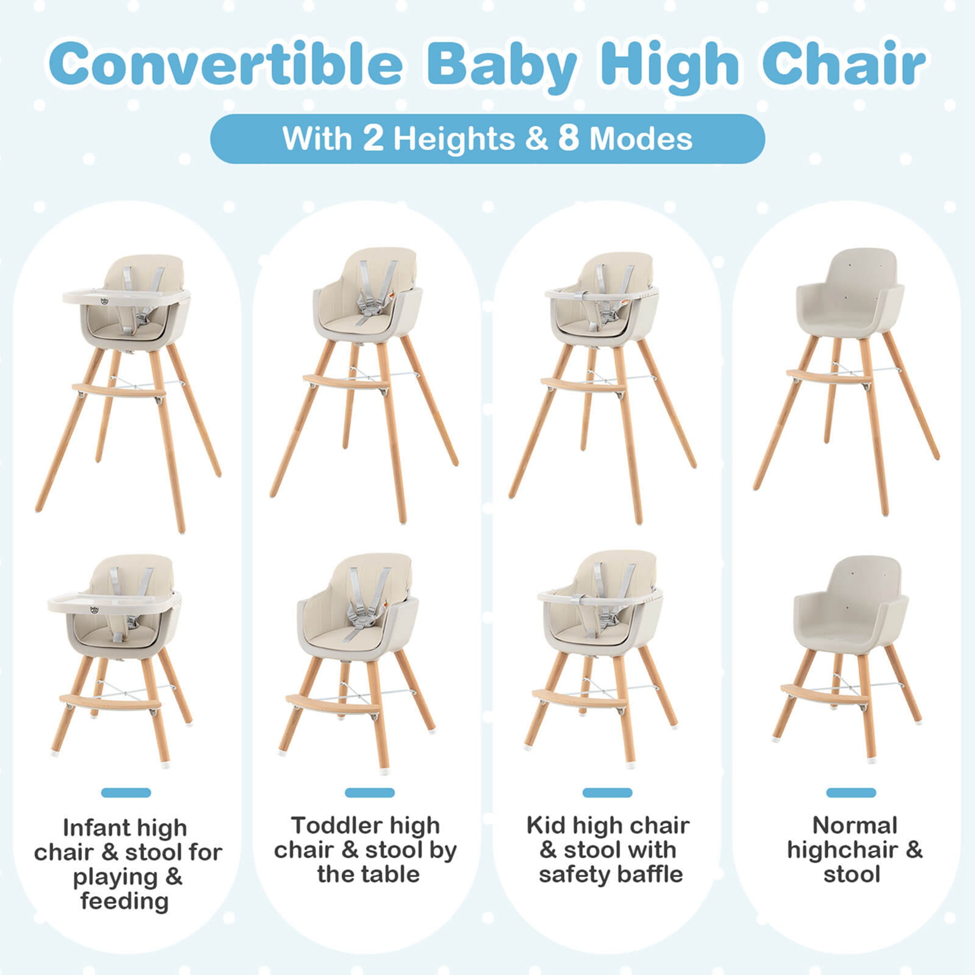 Convertible High Chair for Babies and Toddlers