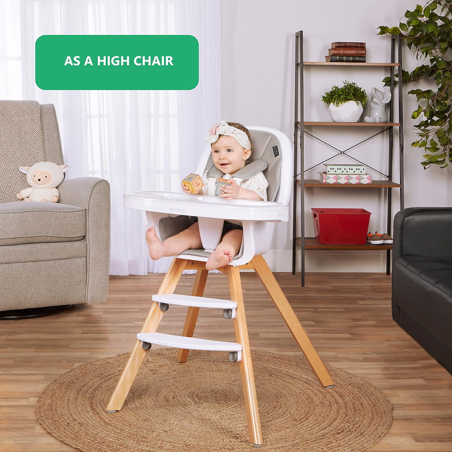 Evolur Zoodle High Chair - Light Grey