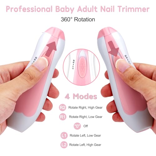 Electric Baby Nail Trimmer with Light - Pink