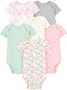 Carter's Baby Girls' 6-Pack Bodysuits, Dino/Floral