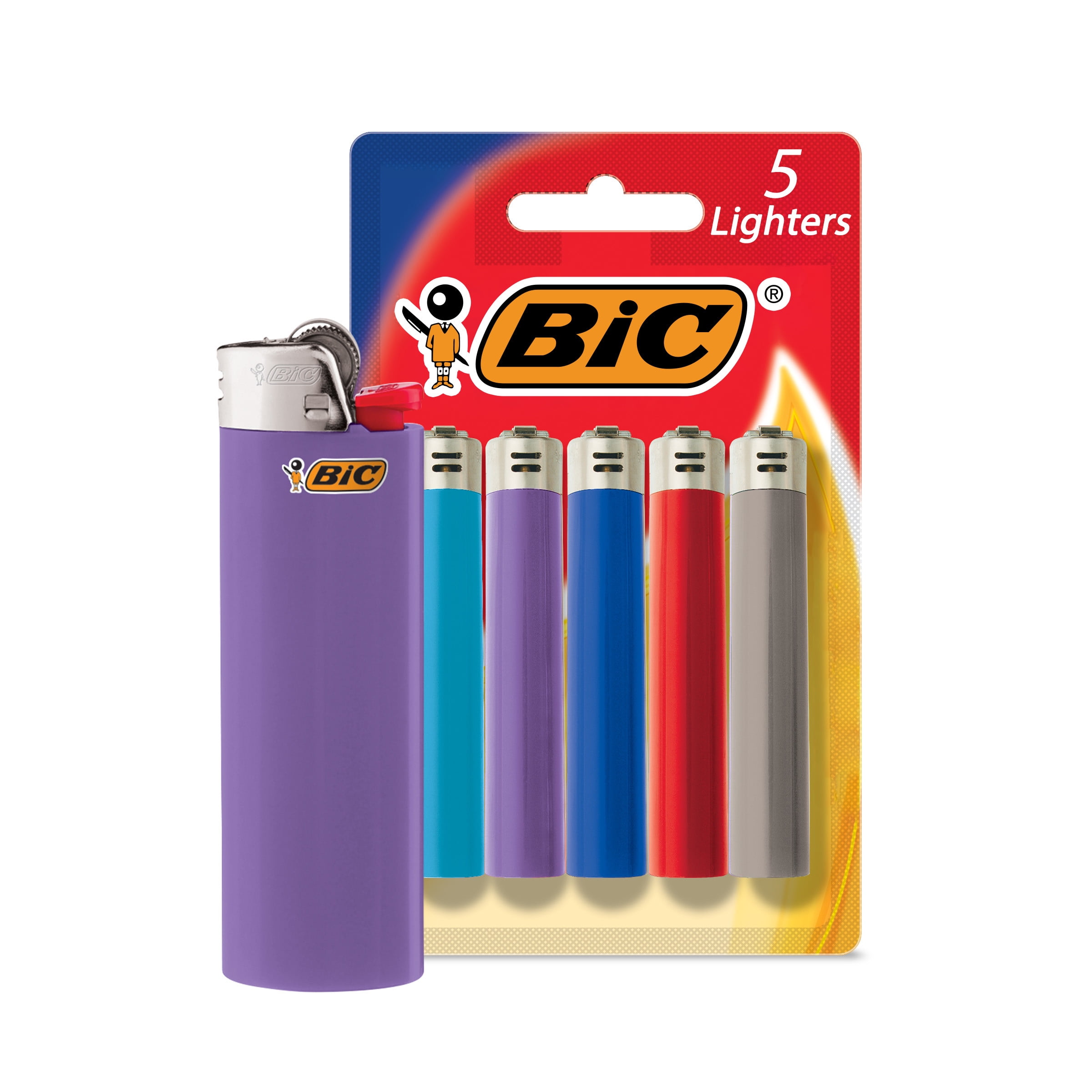BIC Classic Lighter 5-Pack, Assorted Colors