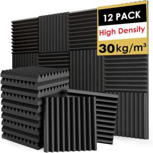 Acoustic Foam Panels for Walls (12Pack), Black