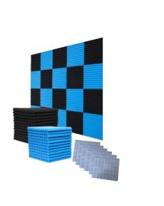 52 Pack Acoustic Foam Panels - Black/Blue