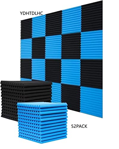 52 Pack Acoustic Foam Panels - Black/Blue