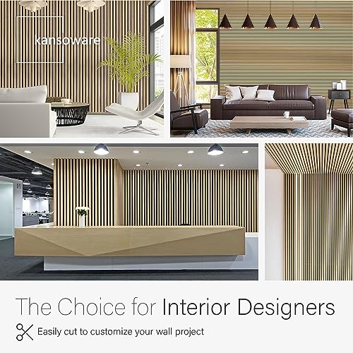 Acoustic Wood Wall Veneer Slat Panels - Natural Oak