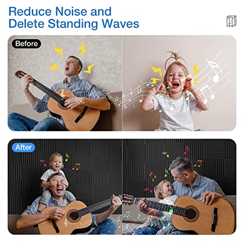 12-pack Self-Adhesive Acoustic Foam Panels - Carbon Black