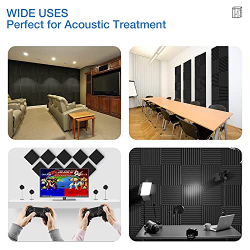 12-pack Self-Adhesive Acoustic Foam Panels - Carbon Black