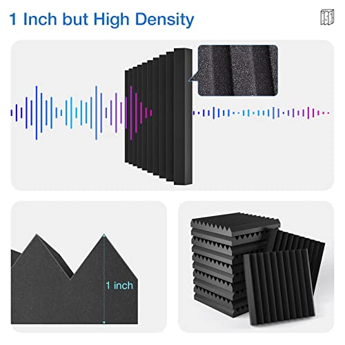 12-pack Self-Adhesive Acoustic Foam Panels - Carbon Black