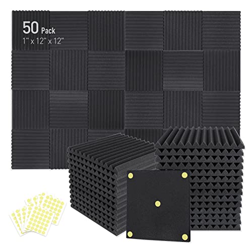 Focusound 50 Pack 1" Acoustic Foam Soundproof Panels