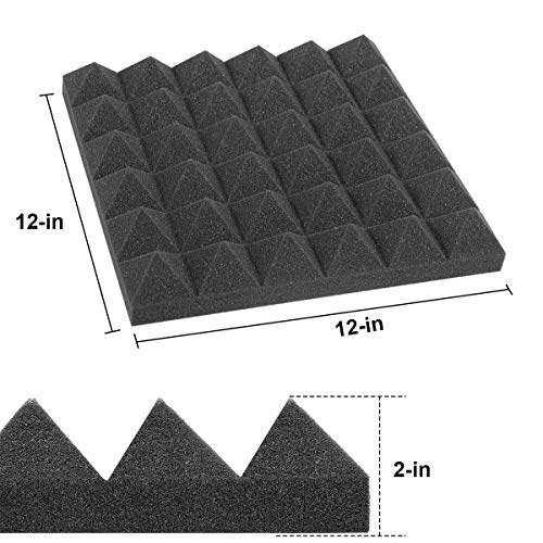 Soundproof Acoustic Foam Panels - 24 Pack (2" Thick)