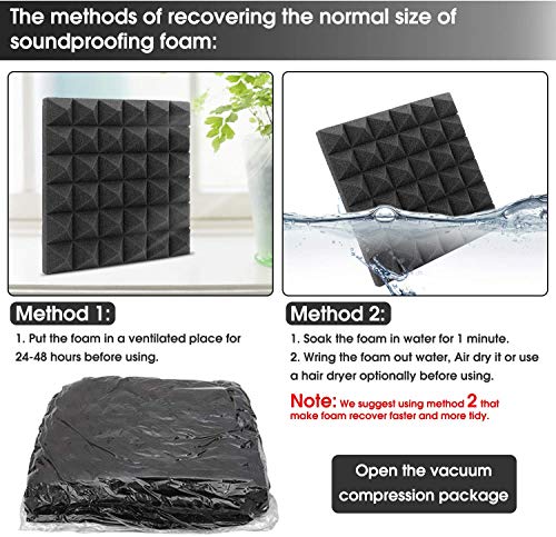 Soundproof Acoustic Foam Panels - 24 Pack (2" Thick)