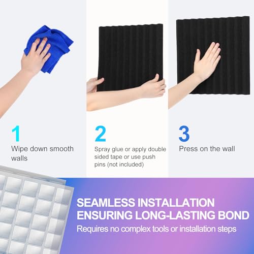JBER Studio Soundproofing Acoustic Foam Panels - Pack of 12