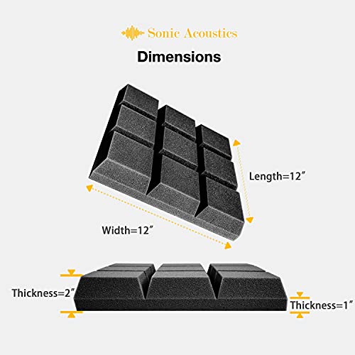 Fstop Labs Soundproof Acoustic Foam Panels (12 Pack, Black)