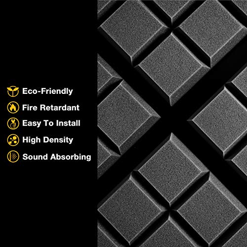 Fstop Labs Soundproof Acoustic Foam Panels (12 Pack, Black)
