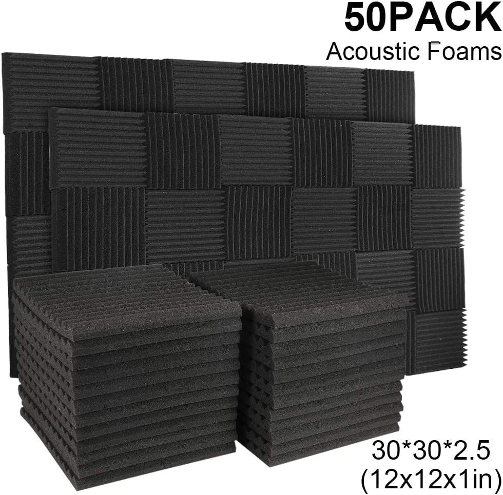 Burdurry Acoustic Studio Foam Panels - 50 Pack