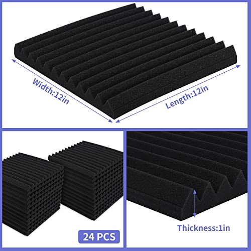 24 Pack Acoustic Foam Panels for Soundproofing