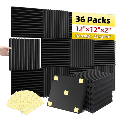 Sonicreative Acoustic Foam Panels - High Density, 36 Packs