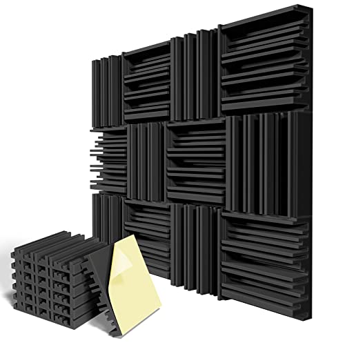 12 Pack Self-Adhesive Soundproof Foam Panels: 12x12x2 inches